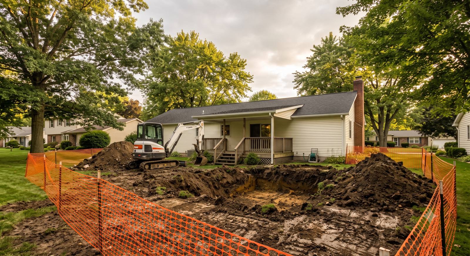 Addition foundation poured and tied to the existing home by Clean Construction LLC, serving Amherst Ohio